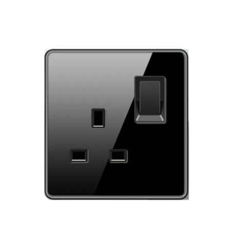 Single Black Wall Socket - Premium Finish